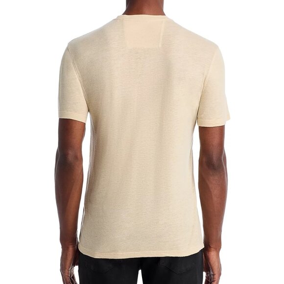 John Varvatos Men's Peace Sign Stitched Cording Linen SS Crew T-Shirt Twine - Picture 3 of 5